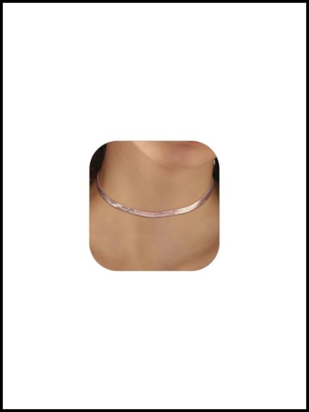 14K Gold Plated Herringbone Choker Necklace Stainless Steel Flat Snake Chain - Picture 1 of 6